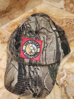 Realtree Camouflage Hat with Red Gun Owners of California Patch